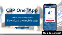 Captura de pantalla de un video publicado en el perfil de Twitter Pete Flores, Comisionado Asistente Ejecutivo de la Oficina de Operaciones de Campo dentro de la Oficina de Aduanas y Protección Fronteriza, que muestra la aplicación móvil CBP One. 