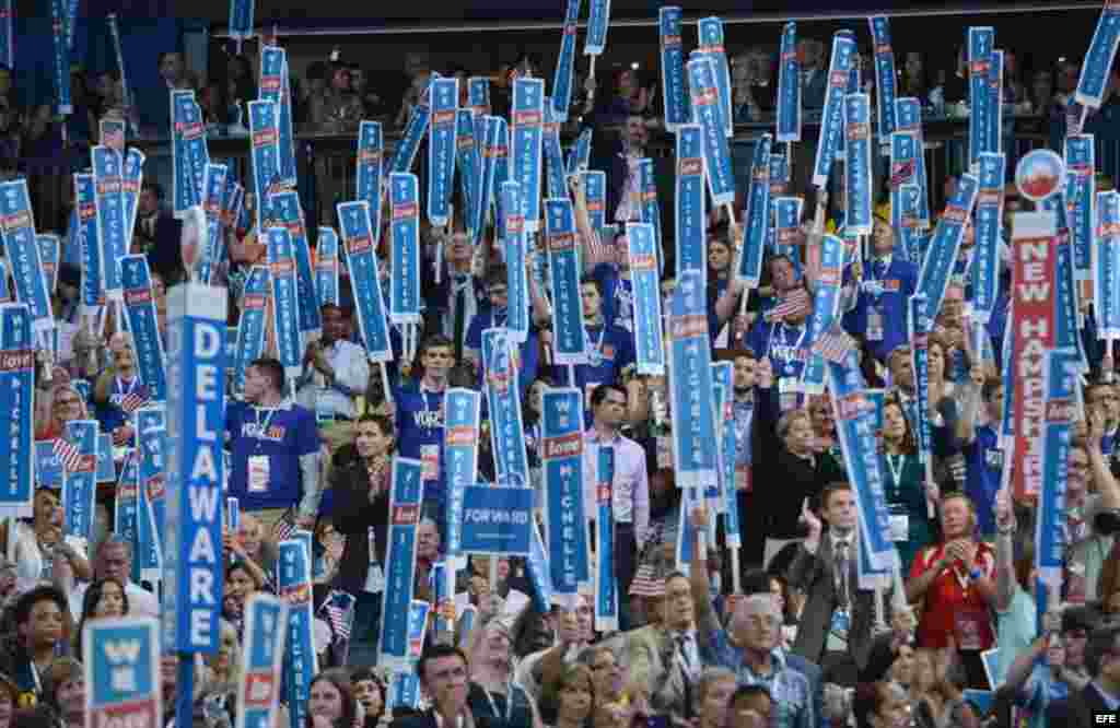 Convención del partido Demócrata en el Time Warner Cable Arena en Charlotte (EEUU)