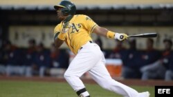 Yoenis Céspedes de los Atléticos de Oakland.